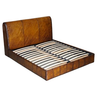 Hand Dyed Brown Leather Super King Size, Super King Size Leather Bed Frame