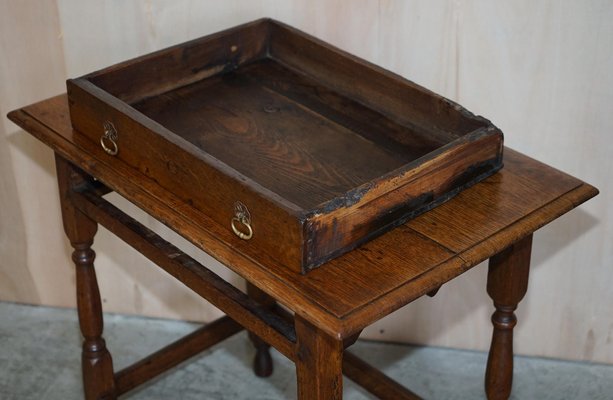 Antique English Oak Jointed Lowboy Side Table with Single