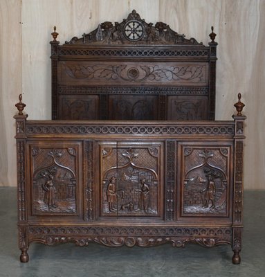 Hand carved sale wood bed frames