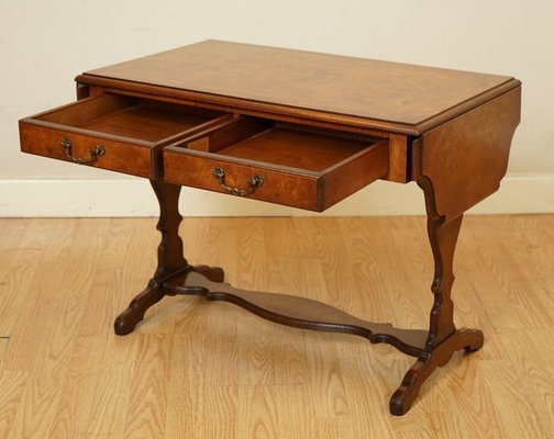 Extending Drop Leaf Side Table in Burr Walnut from Bevan and