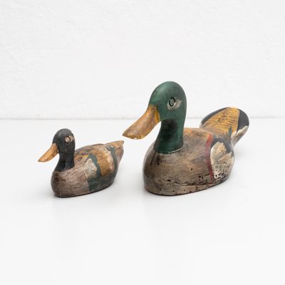 Hand-Painted Wooden Duck Figures, 1950s 