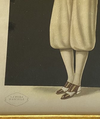 La Moda Maschile, Set of 6 Framed Original Illustrations of