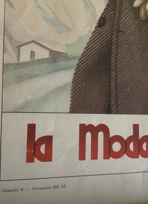 La Moda Maschile, Set of 6 Framed Original Illustrations of