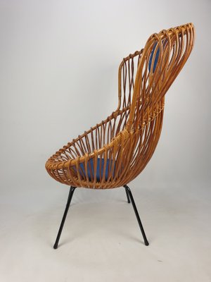 Mid-Century Italian Rattan Lounge Chair in the Style of Franco