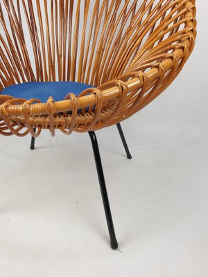 Mid-Century Italian Rattan Lounge Chair in the Style of Franco