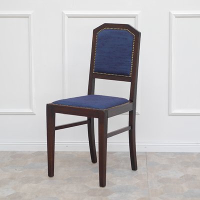 Vintage Brown Chairs 1920s Set Of 4, Audrey Ink Blue Dining Chair