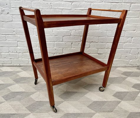 Vintage Bar Cart On Wheels In Teak For, Chair Casters For Hardwood Floors Staples