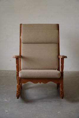 Danish Modern Rocking Chair in Solid Oak by Henning Kjærnulf