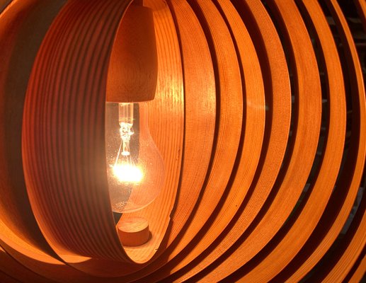 Mid-Century Moon Lamps in Teak Wood, 1960s, Set of 2 for Mid-Century Moon Lamps in Teak Wood, 1960s, Set of 2 for