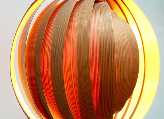 Mid-Century Moon Lamps in Teak Wood, 1960s, Set of 2 for Mid-Century Moon Lamps in Teak Wood, 1960s, Set of 2 for