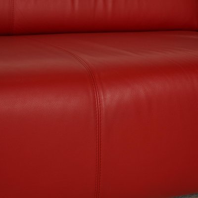 Red Leather Leolux Faya Lobi Corner, Red Leather Fabric Couches