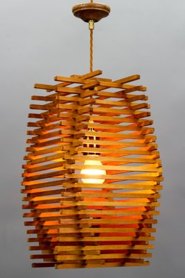 Mid-Century Modern Wooden Pendant Light 