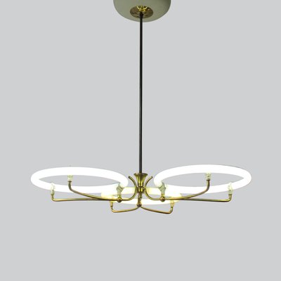 Large Brass Ceiling Lamp With Circular Tubes 1950s For Sale At Pamono
