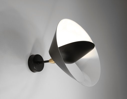 Mid Century Modern Black Saturn Wall Lamp by Serge Mouille for