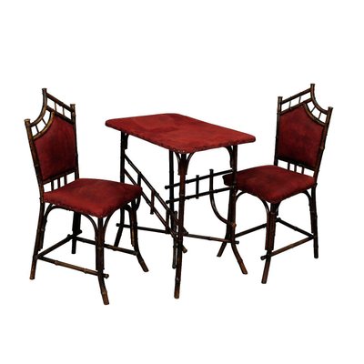 Asian Inspired Set of Bamboo Furniture 1930s Set of 3