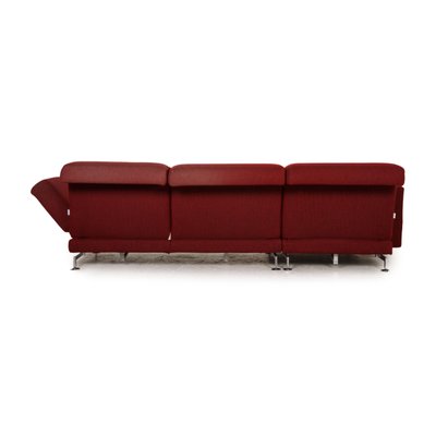 Wine Red Brühl Moule Fabric Corner Sofa, Red Leather Fabric Couches