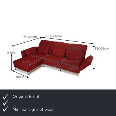 Wine Red Brühl Moule Fabric Corner Sofa, Red Wine Out Of Fabric Sofa