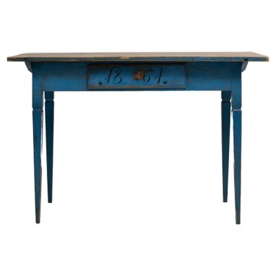 19th Century Swedish Gustavian Style Blue Country Desk for sale at