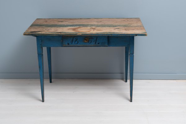 19th Century Swedish Gustavian Style Blue Country Desk