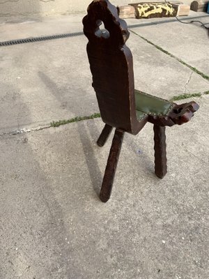 Spanish Brutalist Chair in Wood, 1960s for sale at Pamono