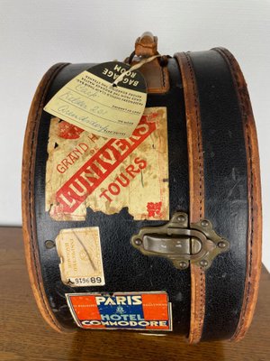 Beautiful Dark Brown Finnigans Leather Hat Box Circa 1920s