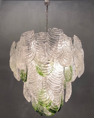 Large Italian Leaf Chandelier In Murano, White Murano Glass Leaf Chandelier Chile