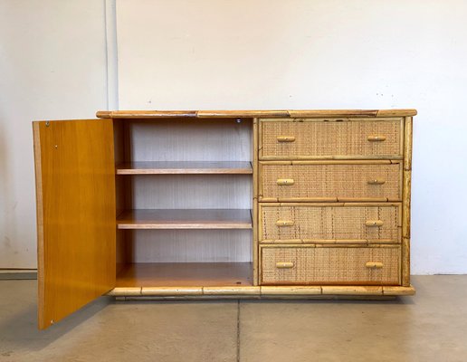 Wicker Bamboo Credenza 1970s for sale at Pamono