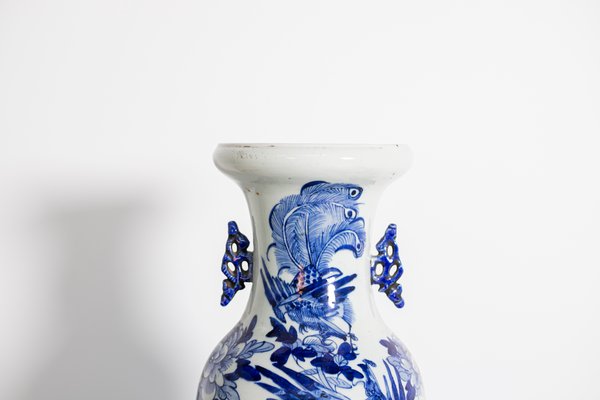 Jarrón chino porcelana en y blanco en venta en Pamono