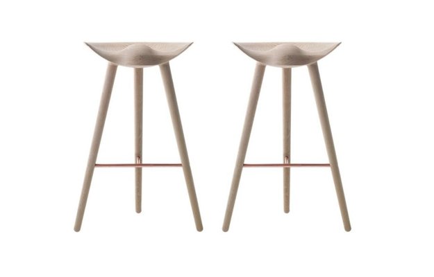 Oak And Copper Bar Stools From By, Bar Stool With Backrest Set Of 2 Colombia