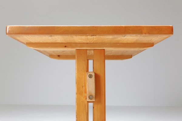 Unique collection of 10 pine Charlotte Perriand tables, 1960's