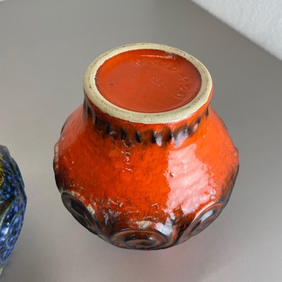German Fat Lava Op Art Pottery Vase from Jasba Ceramics, Set German Fat Lava Op Art Pottery Vase from Jasba Ceramics, Set