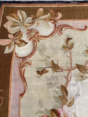 Large Antique Distressed Aubusson Flat Rug for sale at Pamono
