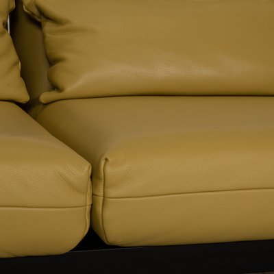 Yellow leather 2 seater sofa sales