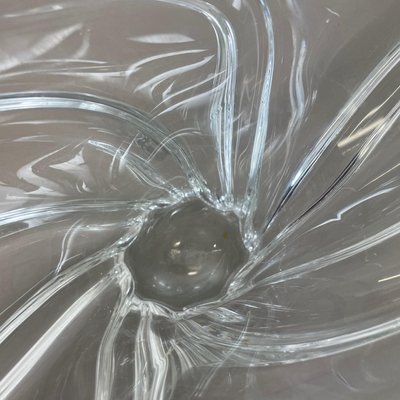 Large Floral Crystal Glass Shell Bowl Centerpiece from Art
