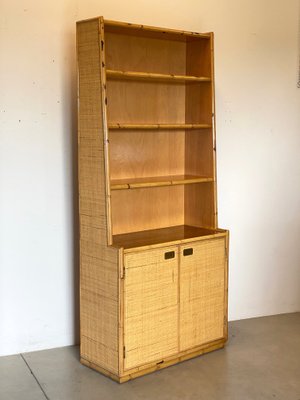 Wicker Bamboo Bookshelf 1970s for sale at Pamono