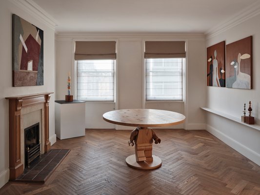 Oak Round Lego Sculpture Base Dining Table by Interni for SoShiro for sale at Pamono