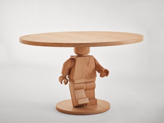 Oak Round Lego Sculpture Base Dining Table by Interni for SoShiro