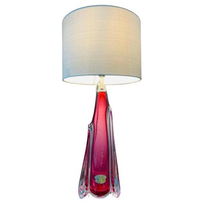 Pink Clear Glass Table Lamp From Val, Clear Glass Side Table Lamps