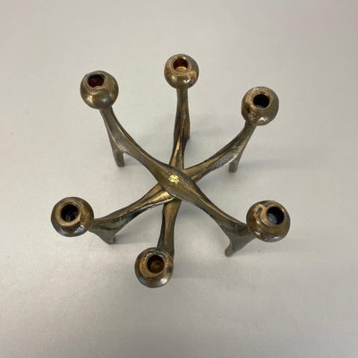 Mid-Century German Brutalist Candleholder in Bronze by Michael