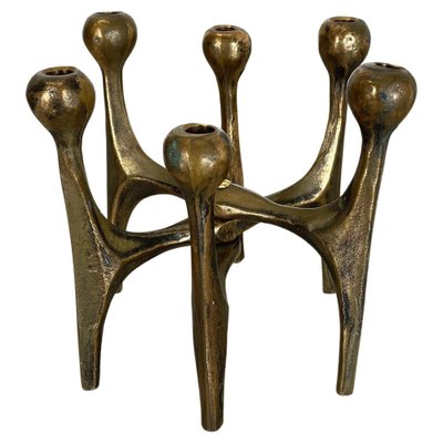 Mid-Century German Brutalist Candleholder in Bronze by Michael