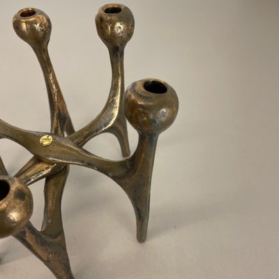 Mid-Century German Brutalist Candleholder in Bronze by Michael