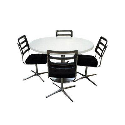 Mid Century Chromcraft Dining Chairs, Round Swivel Dining Table