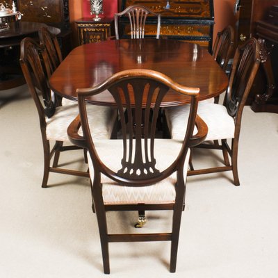 Twin Pillar Regency Dining Table 6, Antique Regency Dining Table And Chairs