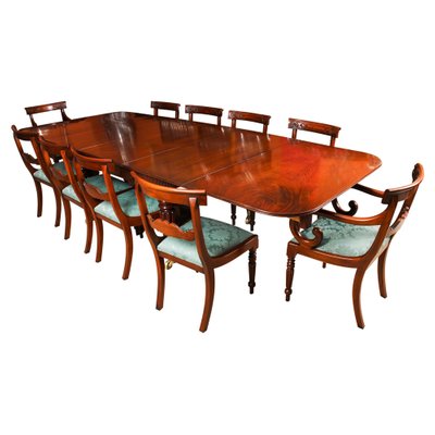 Regency Flame Mahogany Dining Table, Set Of 12 Dining Room Chairs