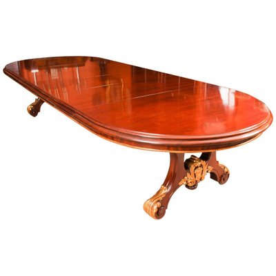 Victorian Mahogany Twin Base Extending Dining Table, 19th Century