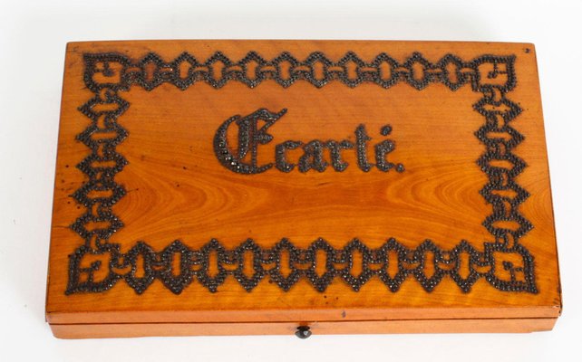 SCATOLA da GIOCO VINTAGE LEGNO BAMBOO PORTA CARTE FICHES DADI VINTAGE ANNI '50