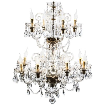 Venetian Two Tier Crystal Chandelier, White Candle Chandelier With Crystals