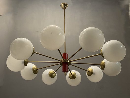 Large Sputnik Chandelier In Opaline Glass And Brass 1970s For At Pamono Large Sputnik Chandelier In Opaline, Large Sputnik Sphere Chandelier
