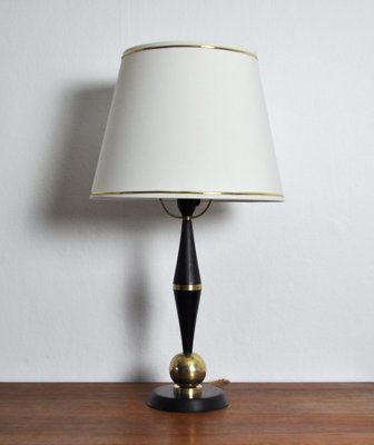 Black Painted Wood Table Lamp 1930s, White Ceramic And Wood Table Lamp
