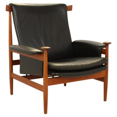 Mid Century Bwana Chair in Teak and Original Leather by Finn Juhl